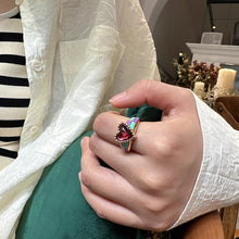 将图片加载到图库查看器，French Retro Purple Eye Heart Ring Women&#39;s Exquisite Light Luxury Niche Design High-end Fashion Opening Ring Personality Index Finger Ring